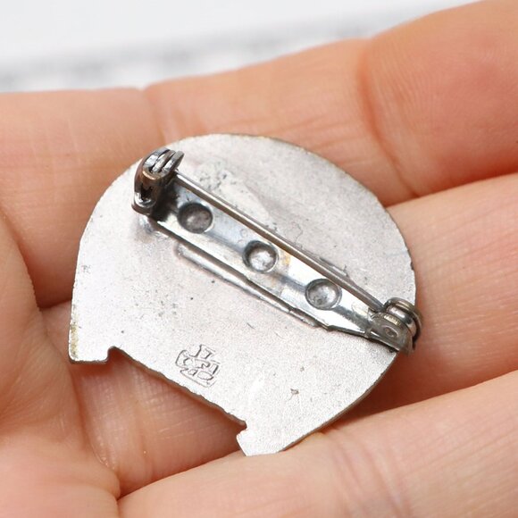 Vintage Appaloosa Horse Horseshoe Enamel Pin Badge Silver Metal Brooch Western - Picture 4 of 6